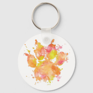 Porte-clés Aquarelle Empreinte de patte de chien
