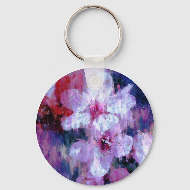 Porte-clés Aquarelle en fleur d'amande (Recto)