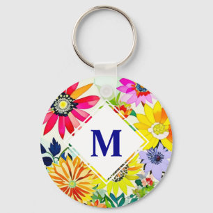 Porte-clés Aquarelle Fleurs Monogrammes