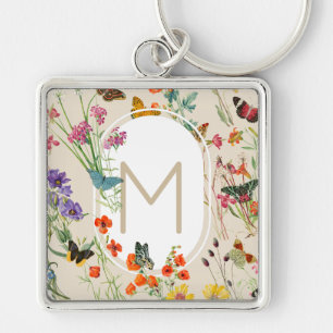 Porte-clés Aquarelle Fleurs sauvages & papillons Jardin Flora