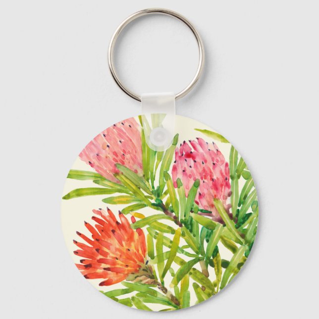 Porte-clés Aquarelle Fleurs tropicales (Recto)