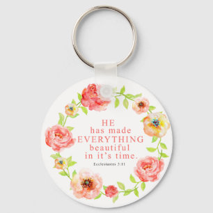 Porte-clés Aquarelle Floral Ecclesiastes Porte - clé d'écritu