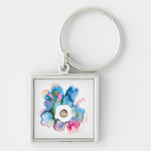 Porte-clés Aquarelle florale dessinée main art abstrait