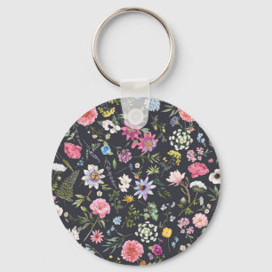 Porte-clés Aquarelle Florale : Motif d'été doux.