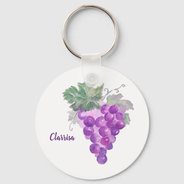 Porte-clés Aquarelle Grappe de raisin violet (Recto)
