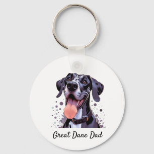 Porte-clés Aquarelle Great Dane Fun Chien Animal de compagnie
