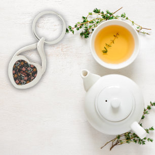 Porte-clés Aquarelle jardin motif noir Porte - clé en métal