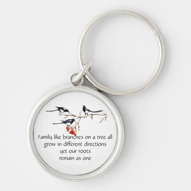 Porte-clés Aquarelle Magpie Famille Citation Animal    Nature (Devant)