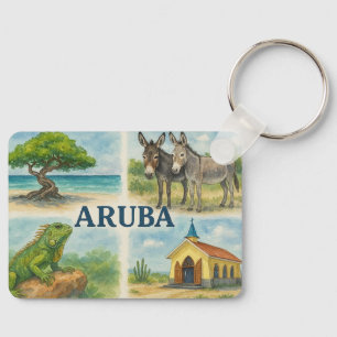 Porte-clés Aquarelle multi-vue d'Aruba