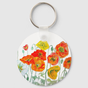 Porte-clés Aquarelle orange rouge jaune Populaire Art blanc