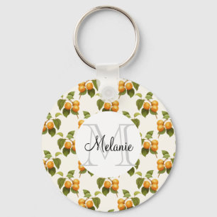 Porte-clés Aquarelle orange vintage Motif Monogramme