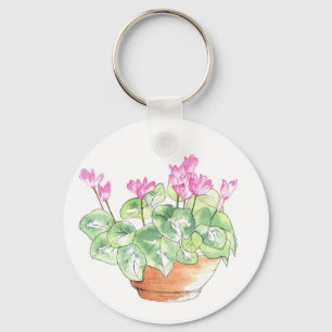 Porte-clés Aquarelle pointillée Cyclamen