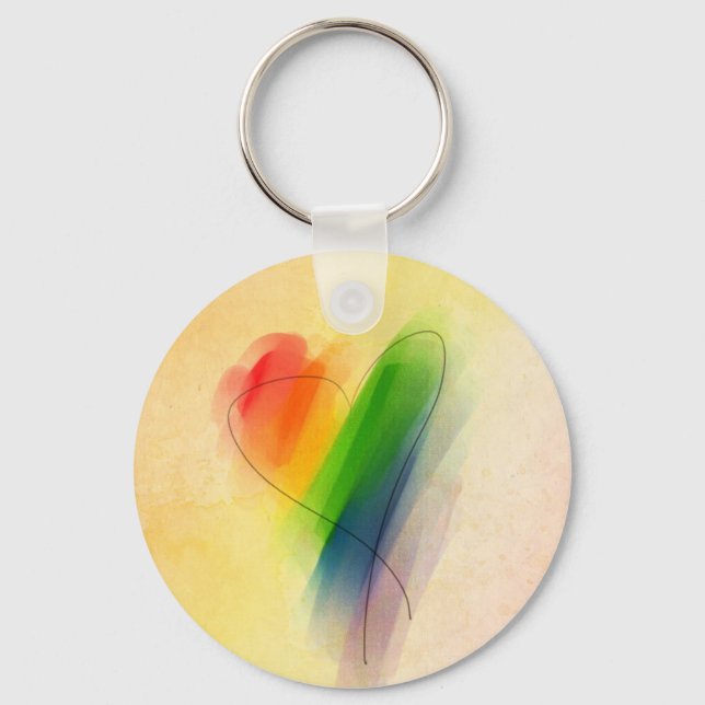 Porte-clés Aquarelle Rainbow Heart (Recto)
