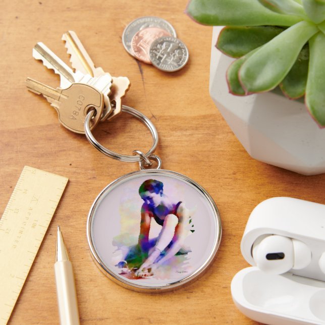 Porte-clés Aquarelle rose Ballerina Art contemporain (Bureau)