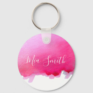 Porte-clés Aquarelle rose mignon fille nom du cadeau