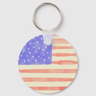 Porte-clés Aquarelle rustique USA drapeau américain