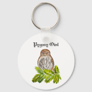Porte-clés Aquarelle Saw Whet Cute Little Owls