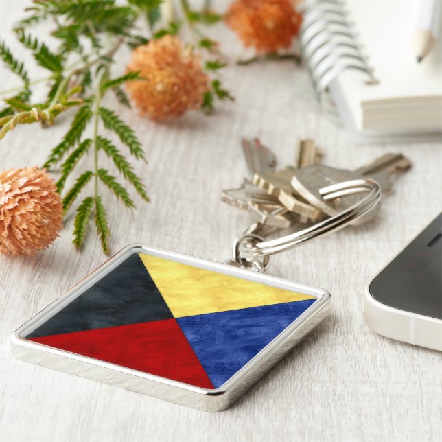 Porte-clés Aquarelle Signal nautique Pavillon maritime (Côté)