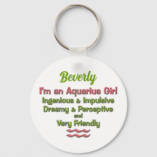 Porte-clés Aquarius pour filles en Zodiac rose et vert