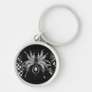 Porte-clés Araignée strass diamant et tarentule noire