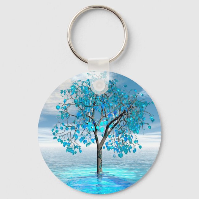 Porte-clés Arbre bleu cristal (Recto)