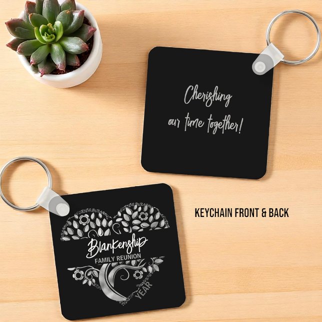 Porte-clés Arbre Coeur Retrouvailles Famille Personnalisée Ar (key chain template front and back)