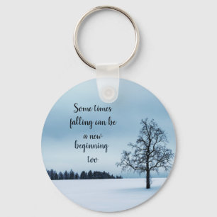 Porte-clés Arbre dans la neige blanche porte - clé