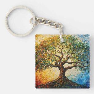 Porte-clés Arbre de connaissances - Peinture à l'huile