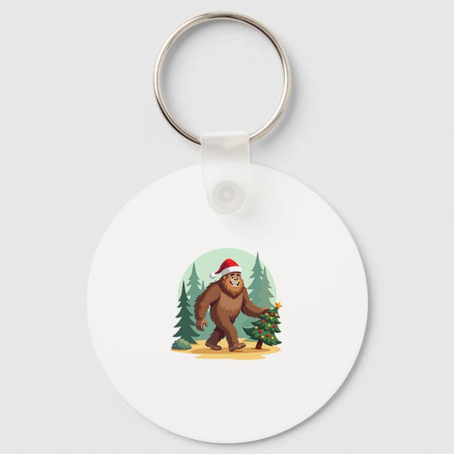 Porte-clés Arbre de Noël Bigfoot Chapeau de Noël (3) (Recto)