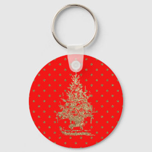 Porte-clés Arbre de Noël de la parties scintillant rouge