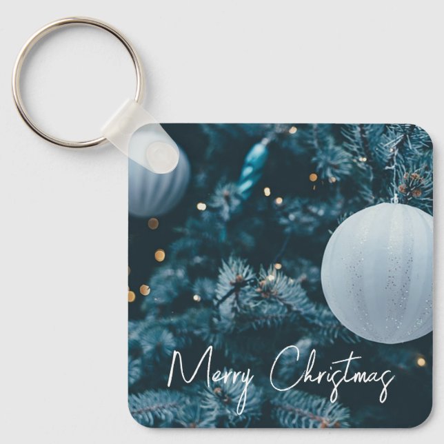 Porte-clés Arbre de Noël étincelant et boules de Noël (Recto)