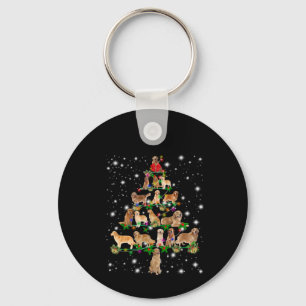 Porte-clés Arbre de Noël Golden Retriever Couvert Par Flash