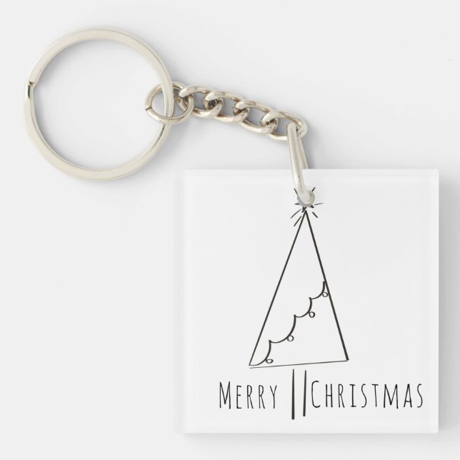 Porte-clés Arbre de Noël minimaliste en ligne art  (Devant)