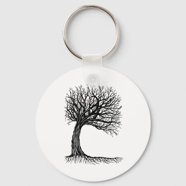 Porte-clés arbre de vie enneigé (Recto)