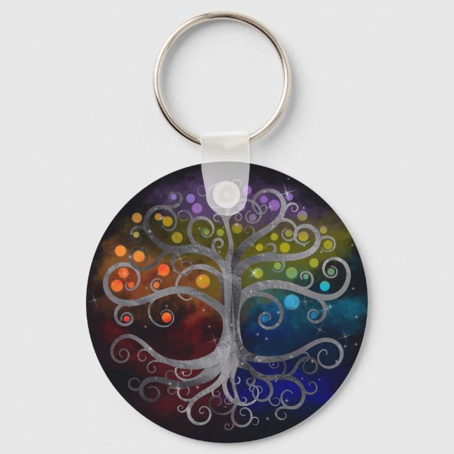 Porte-clés Arbre de vie Silver Swirl (Recto)