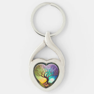 Porte-clés Arbre En Forme De Coeur De L'Ornement De Vie