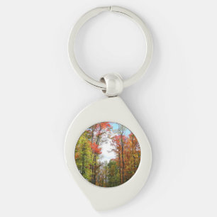Porte-clés Arbres d'automne et ciel bleu Photographie de la n