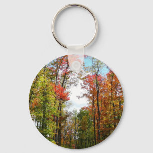 Porte-clés Arbres d'automne et ciel bleu Photographie de la n