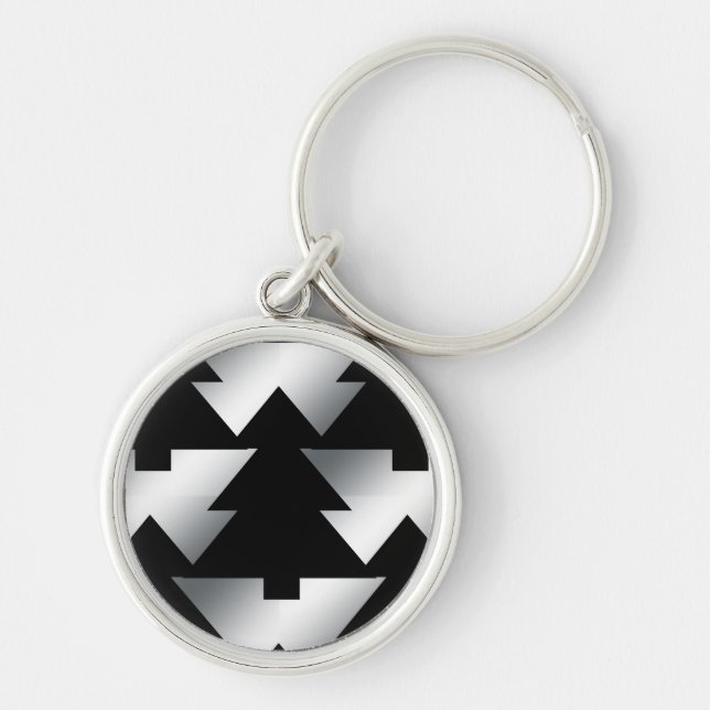 Porte-clés Arbres de Noël noirs en argent (Devant)