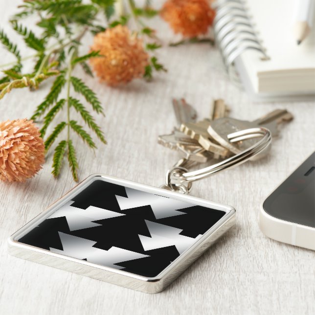 Porte-clés Arbres de Noël noirs en argent (Côté)