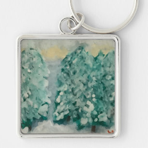 Porte-clés Arbres d'hiver en neige