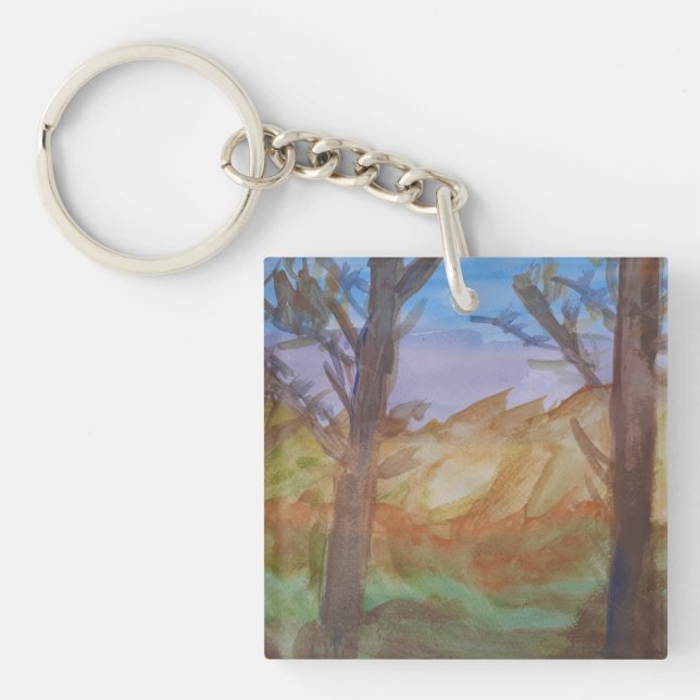 Porte-clés Arbres du coucher de soleil acryliques (Devant)