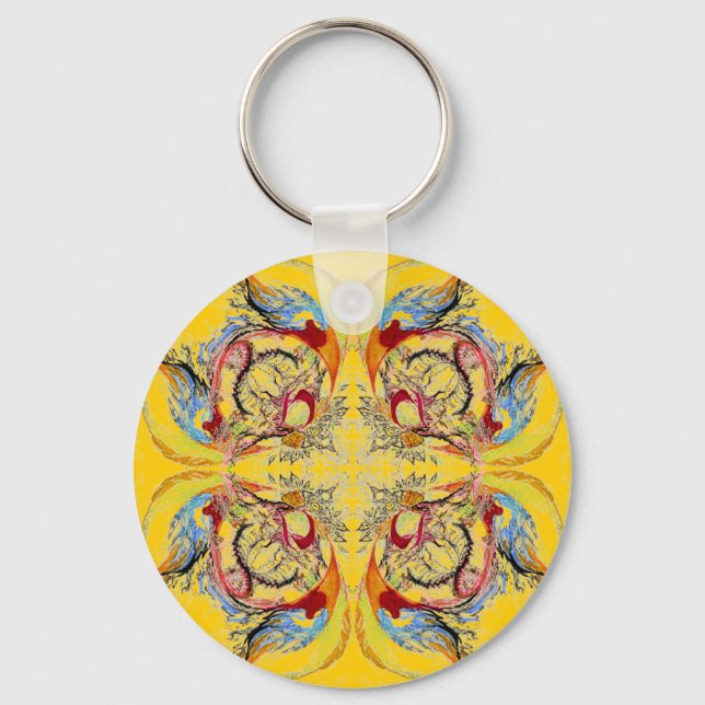 Porte-clés Arbres et oiseaux imaginaire (Recto)