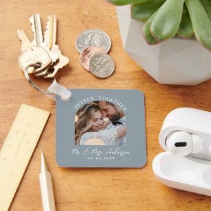 Porte-clés Arc bleu poussiéreux photo mariage cadeau décorati