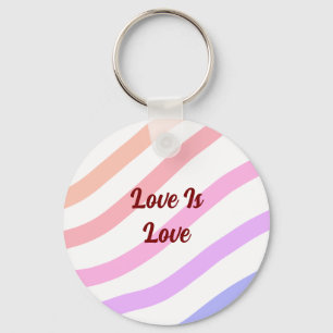 Porte-clés Arc-en bandes colorées pastel l'amour est amour fi