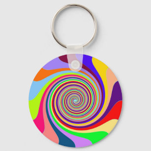 Porte-clés Arc-en-ciel brillant psychédélique pop art