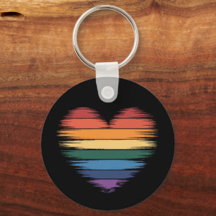 Porte-clés Arc-en-ciel de fierté Impression de cœur LGBT Fier