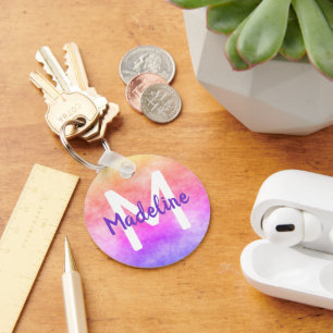 Porte-clés Arc-en-ciel marbré Aquarelle colorée Ombre