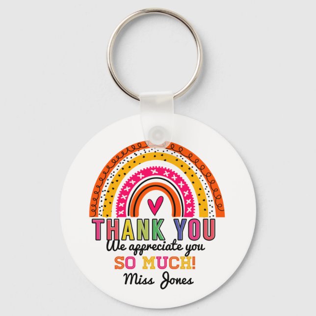 Porte-clés Arc en ciel merci enseignant clé cadeau anneau (Recto)