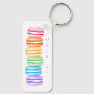 Porte-clés arc-en-ciel topsy turvy macarons nom de fille